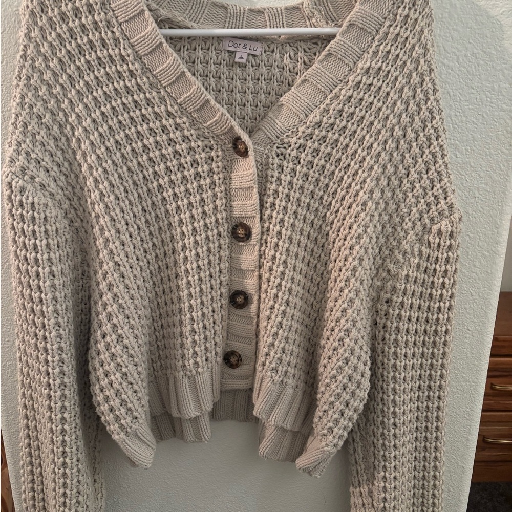 Dot and Lu Braided Sleeve Boxy Cardigan